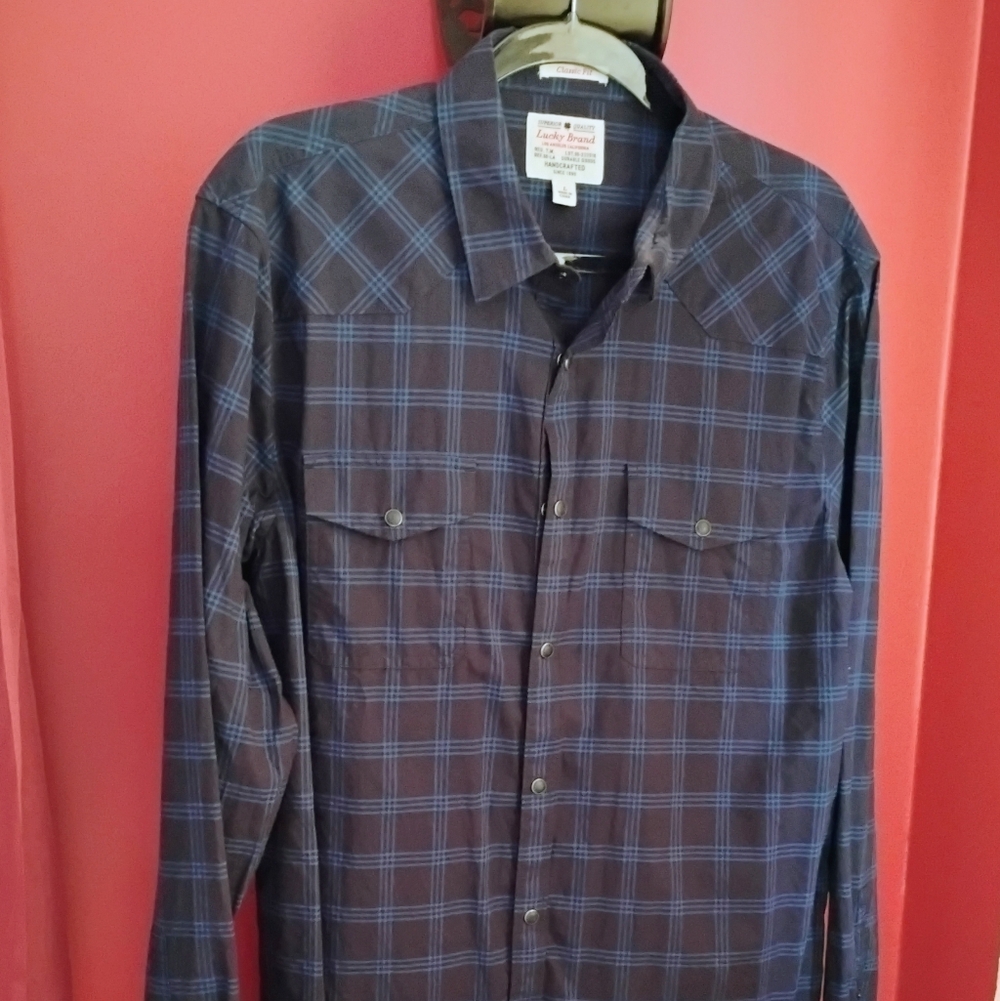 Lucky Brand Men's Blue Plaid Shirt